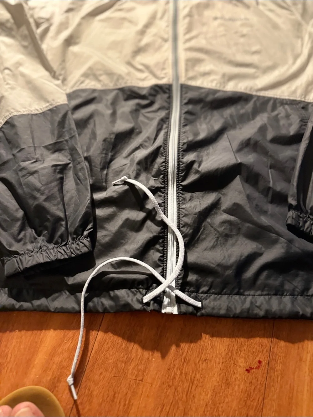 Columbia Two-Tone White and Black Hooded Windbreaker